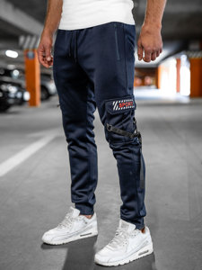 Pantalón jogger de combate forrado para hombre azul oscuro Bolf HW2206