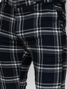 Pantalón jogger de tela a cuadros para hombre azul oscuro Bolf 184144