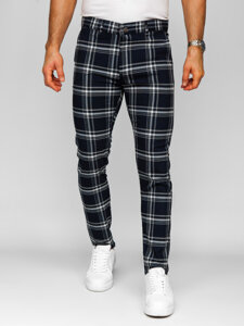 Pantalón jogger de tela a cuadros para hombre azul oscuro Bolf 184144