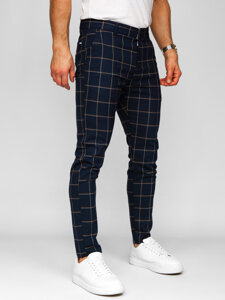 Pantalón jogger de tela a cuadros para hombre azul oscuro Bolf 184177