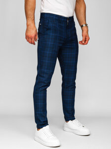 Pantalón jogger de tela a cuadros para hombre azul oscuro Bolf 184195