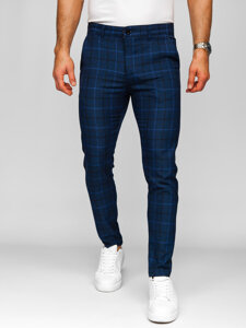 Pantalón jogger de tela a cuadros para hombre azul oscuro Bolf 184195