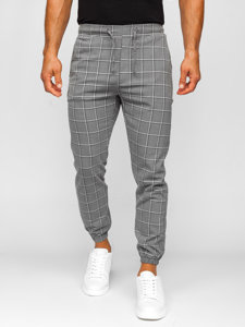 Pantalón jogger de tela a cuadros para hombre grafito Bolf 0064