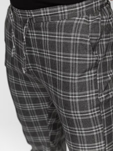 Pantalón jogger de tela a cuadros para hombre grafito Bolf 0067