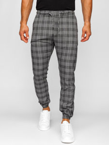 Pantalón jogger de tela a cuadros para hombre grafito Bolf 0067