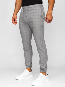 Pantalón jogger de tela a cuadros para hombre gris Bolf 0066