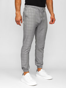 Pantalón jogger de tela a cuadros para hombre gris Bolf 0066