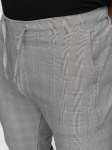 Pantalón jogger de tela a cuadros para hombre gris Bolf 0066