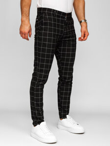 Pantalón jogger de tela a cuadros para hombre negro Bolf 184160