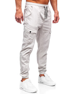 Pantalón jogger de tela cargo para hombre beige Bolf 384