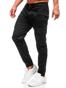 Pantalón jogger de tela cargo para hombre negro Bolf S201