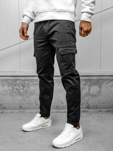 Pantalón jogger de tela cargo para hombre negro Bolf S201A