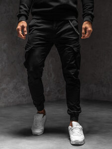 Pantalón jogger de tela cargo para hombre negro Bolf SK850