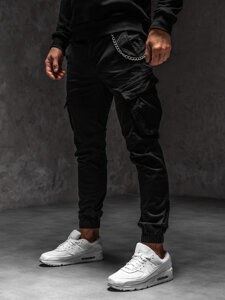 Pantalón jogger de tela cargo para hombre negro Bolf SK850