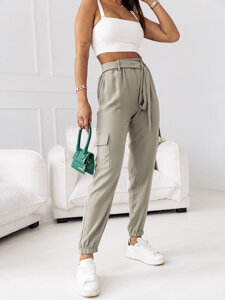 Pantalón jogger de tela cargo para mujer caqui Bolf 8266