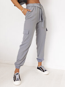 Pantalón jogger de tela cargo para mujer gris Bolf 8266