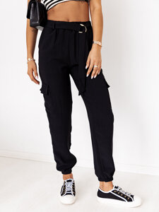 Pantalón jogger de tela cargo para mujer negro Bolf 8266