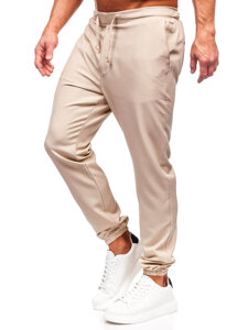 Pantalón jogger de tela para hombre beige Bolf 0065