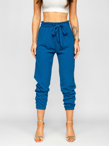 Pantalón jogger de tela para mujer azul Bolf W5076