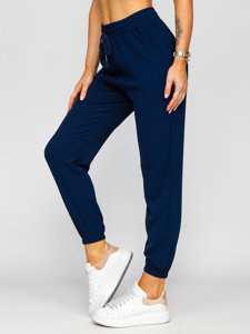 Pantalón jogger de tela para mujer azul oscuro Bolf W7322