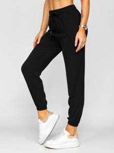 Pantalón jogger de tela para mujer negro Bolf W7322