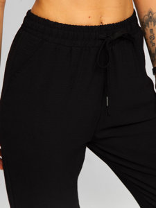 Pantalón jogger de tela para mujer negro Bolf W7322