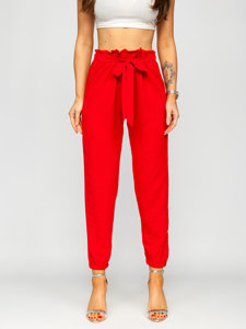 Pantalón jogger de tela para mujer rojo Bolf W5076