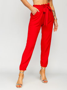 Pantalón jogger de tela para mujer rojo Bolf W5076