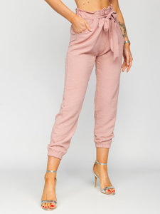 Pantalón jogger de tela para mujer rosa Bolf W5076