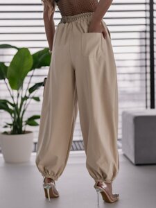 Pantalón joggers de tela aladino para mujer beige Bolf 62405