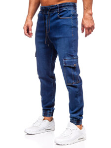 Pantalón vaquero cargo jogger para hombre azul oscuro Bolf 8101