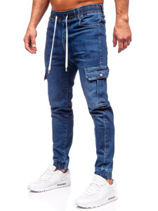 Pantalón vaquero cargo jogger para hombre azul oscuro Bolf 8118