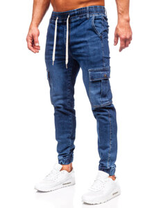 Pantalón vaquero de combate jogger para hombre azul oscuro Bolf 8117