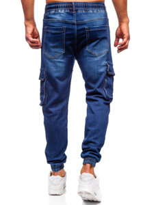 Pantalón vaquero de jogger cargo para hombre azul oscuro Bolf 8166