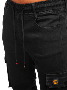 Pantalón vaquero de jogger cargo para hombre negro Bolf 8165