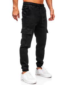 Pantalón vaquero de jogger cargo para hombre negro Bolf 8170