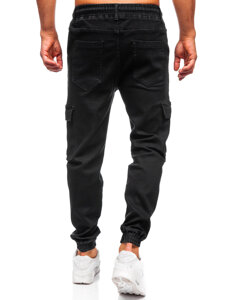 Pantalón vaquero de jogger cargo para hombre negro Bolf 8170