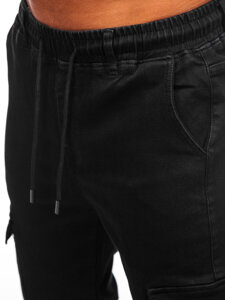 Pantalón vaquero de jogger cargo para hombre negro Bolf 8170