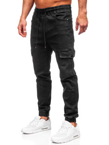 Pantalón vaquero jogger cargo para hombre negro Bolf 8129