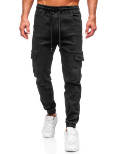 Pantalón vaquero jogger cargo para hombre negro Bolf 8129