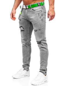 Pantalón vaquero slim fit con cinturón para hombre grafito Bolf KX953