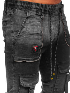 Pantalón vaquero tipo cargo para hombre negro Bolf TF167