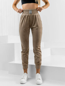 Pantalón velour de chándal para mujer beige Bolf W7685