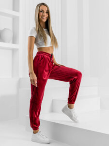 Pantalón velour de chándal para mujer burdeos Bolf HL241