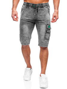 Short cargo denim para hombre negro Bolf HY820