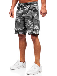 Shorts cargo de camuflaje para hombre Gris Bolf 8K282