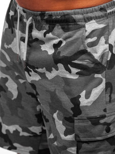 Shorts cargo de camuflaje para hombre Gris Bolf 8K282