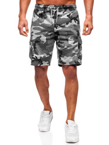 Shorts cargo de camuflaje para hombre Gris Bolf 8K282