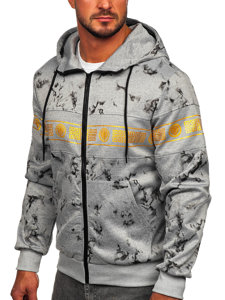 Sudadera abierta con capucha para hombre gris Bolf 27B8125