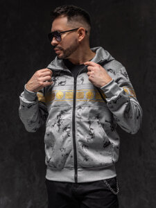 Sudadera abierta con capucha para hombre gris Bolf 27B8125A1